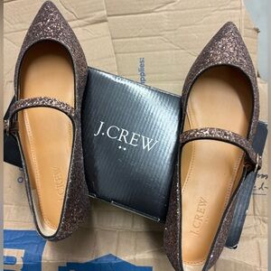 J. Crew Factory Glitter Mary Jane Flats. Size 9.5. Like New